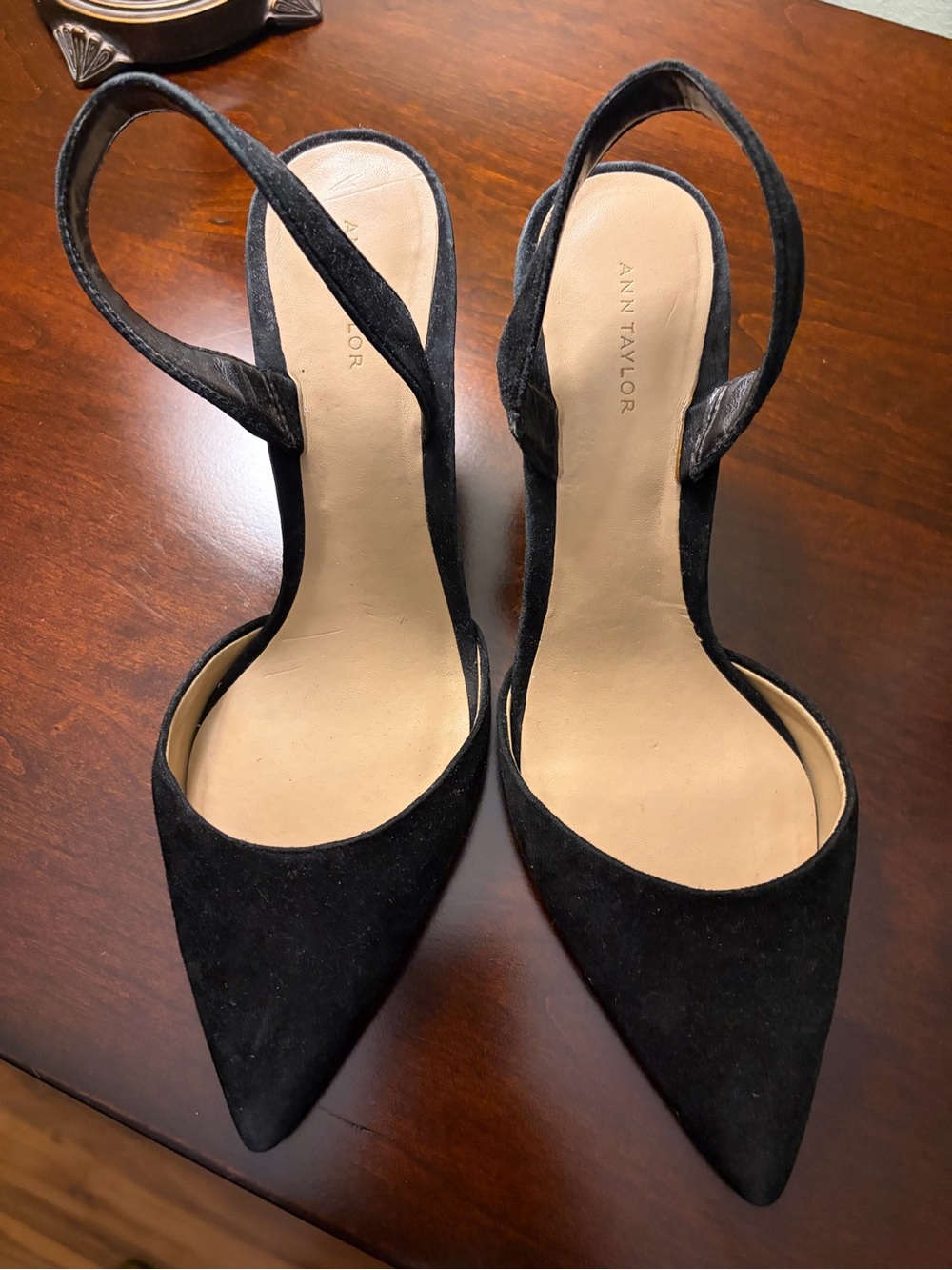 Ann Taylor Black Pointed Slingback Pumps